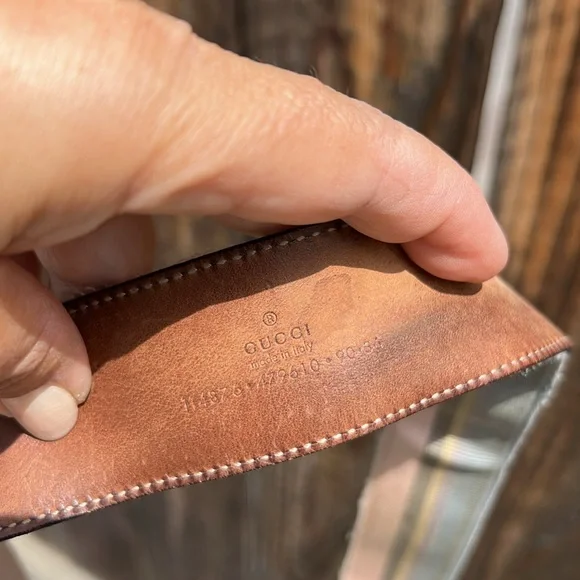 Gucci Multicolor Stripe Canvas and Leather Interlocking G Buckle Belt . Size 36 - Picture 10 of 17